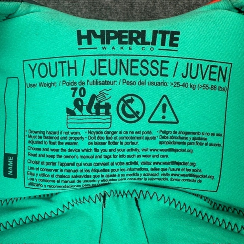 Hyperlite Youth Life Vest USCG Approved Multi-Color Biolite Jacket 55-88lb 3237 - Picture 3 of 7